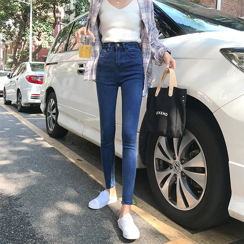 Весна 2019 модные повседневные хлопковые эластичные узкие брюки-карандаш для