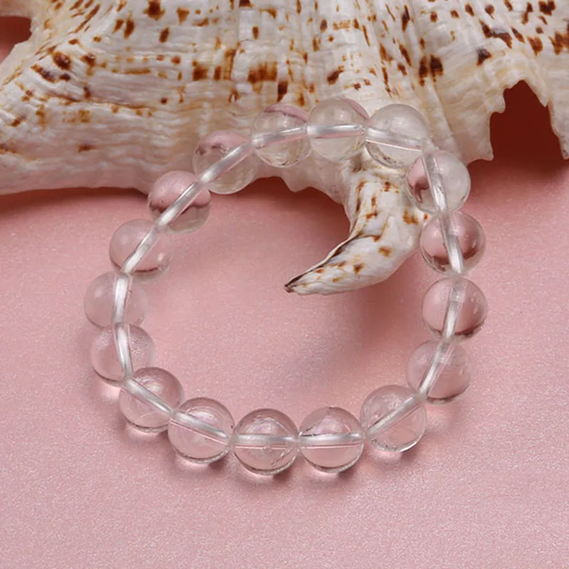 

JYX White Crystal Bracelet 11mm Smooth Round Rock Crystal Beads Elasticated Bracelet Elegant Jewelry 7"
