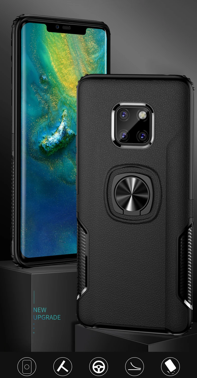 Противоударные бронированные Чехлы для huawei mate 20 Pro Lite P30 P20 с кольцом-держателем для пальцев и подставкой для задней панели Чехлы для huawei mate 20 Lite mate 20