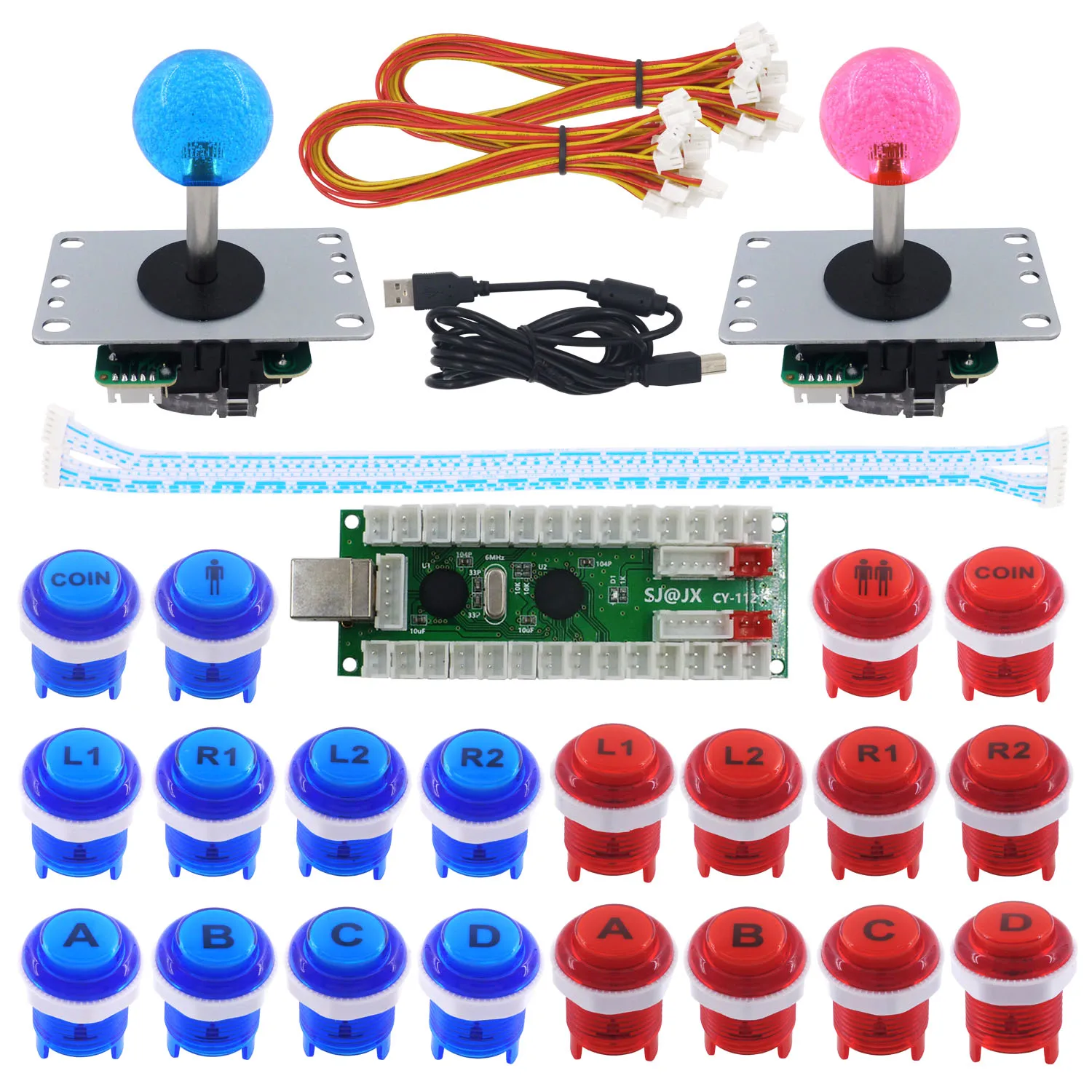SJ @ JX 2 игровая аркадная игра DIY Kit Нулевая задержка USB кодировщик PC MAME Кнопка Retropie
