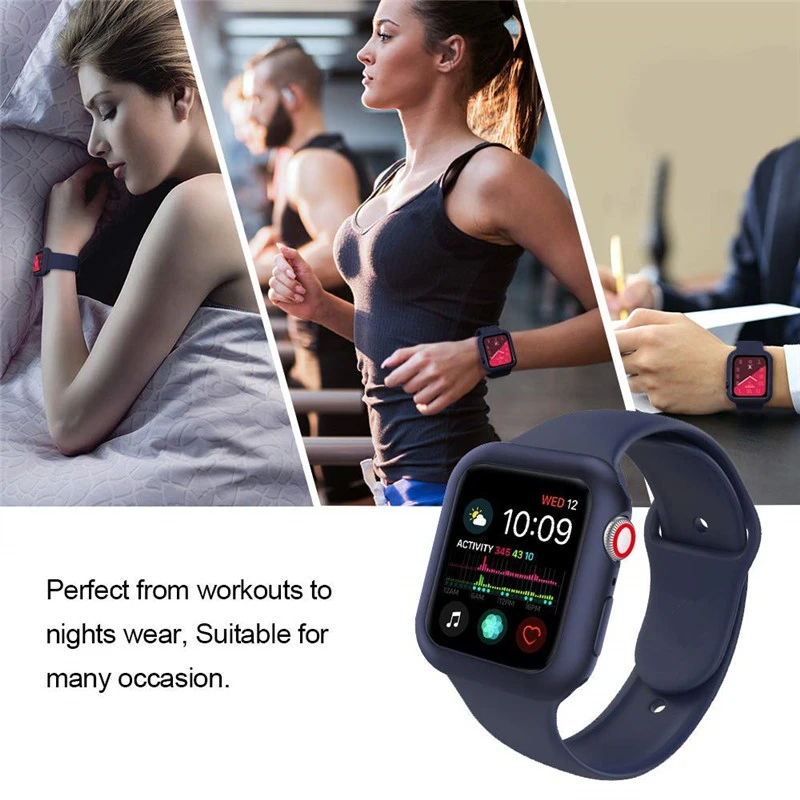 ТПУ чехол и силиконовый ремешок 2 в 1 для Apple watch 4 5 42 мм 38 мм 44 мм 40 мм браслет ремешок для iwatch серии 3/2/1 аксессуары