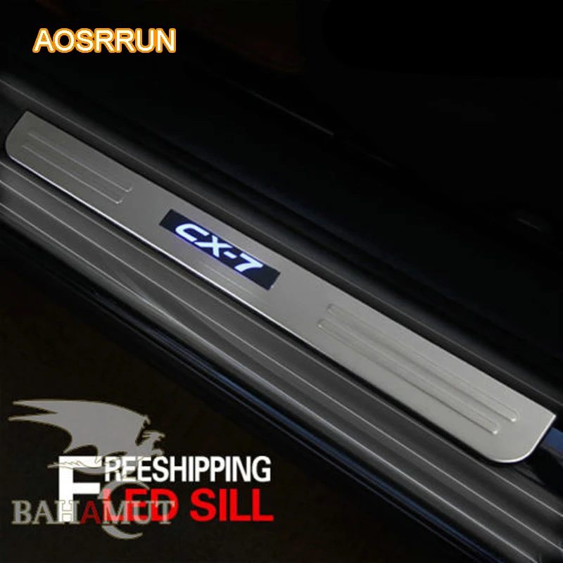 AOSRRUN светодиодный порог из нержавеющей стали 4 шт./компл. автомобильный Стайлинг