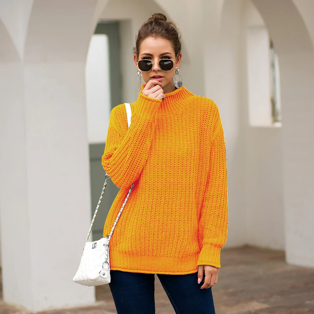 Knite Turtleneck Pullovers Loose Winter Red Sueter Feminino Lazy Oaf Long Sleeve Sweater Women Jumper Chompas Para Mujer | Женская