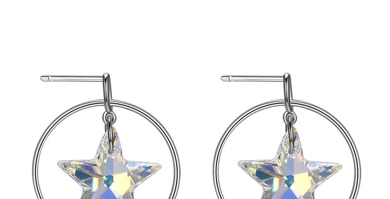Перфорированный Круглый кристалл звезды от Swarovski Висячие серьги для женщин 925 стерлингового серебра уха аксессуары красивые украшения Свадебная вечеринка