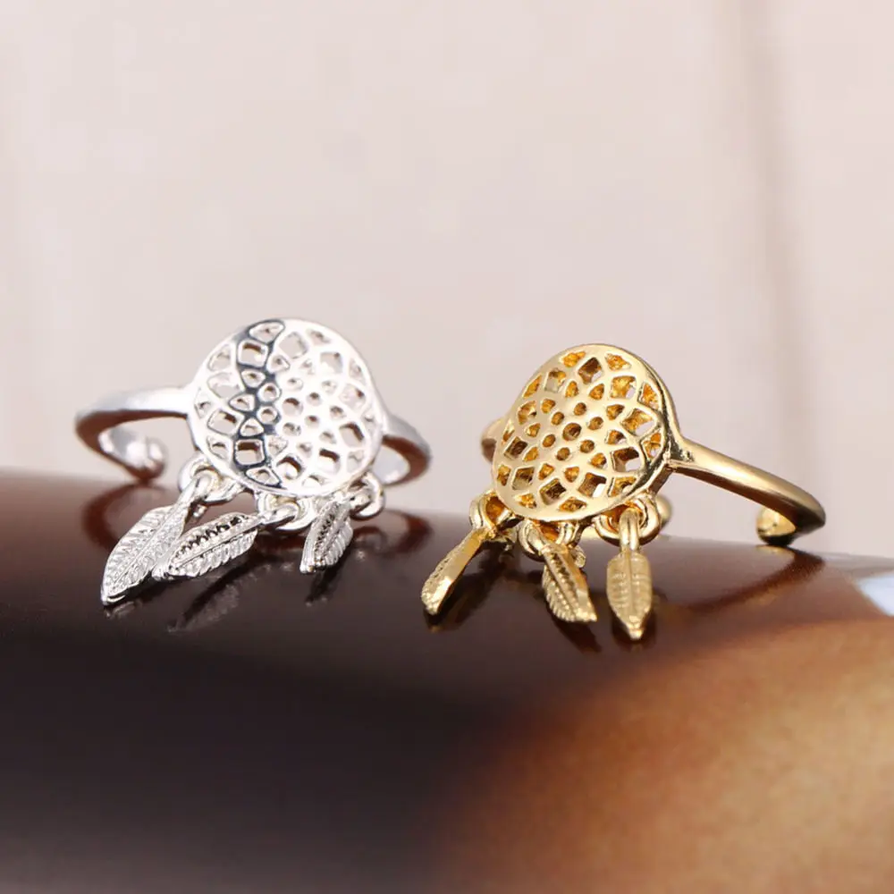 Кольцо Ловец с перьями женское очаровательное ювелирное изделие золотым и