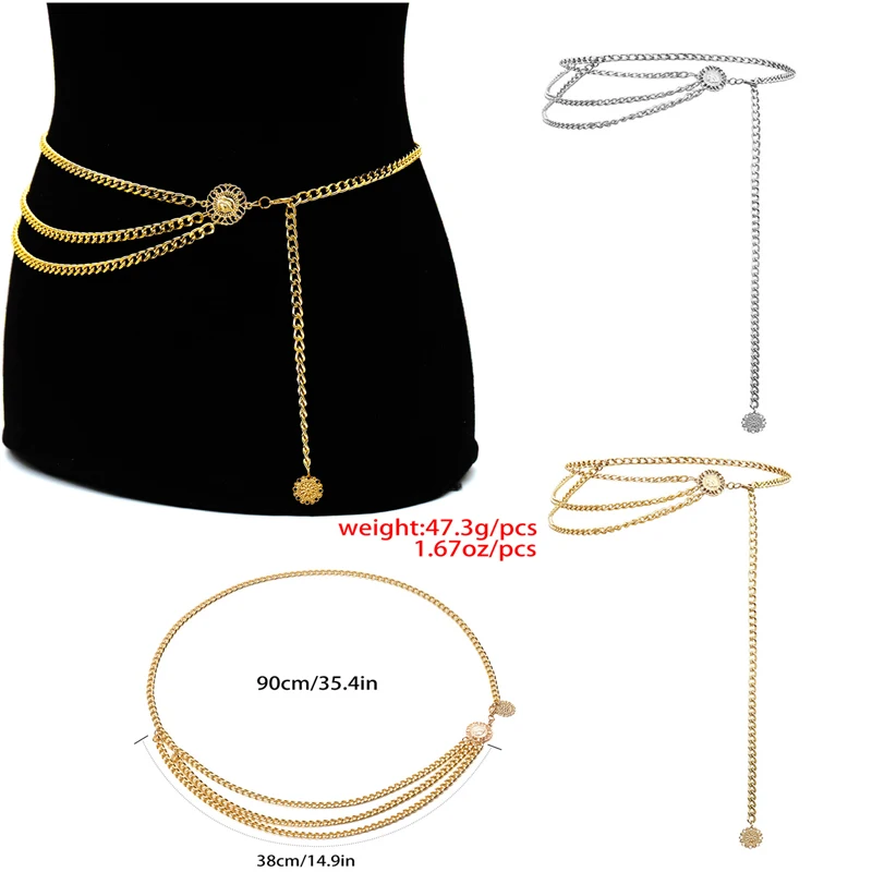 Ремень с металлической цепочкой Женский Роскошный дизайнерский брендовый пояс в