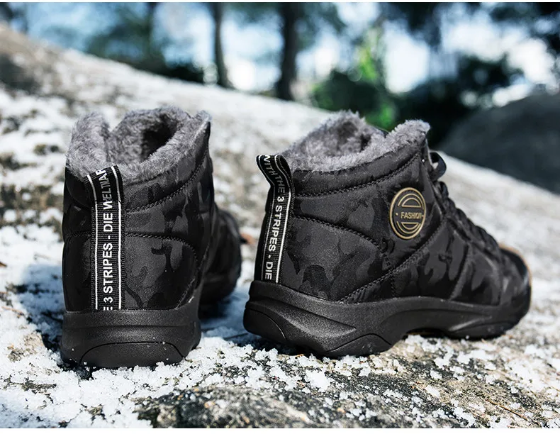 Men Waterproof Ankle Boots Winter Warm Plush Snow Boots Men Outdoor sneaker Work Boots Male Rubber Winter Men's boots Size 46