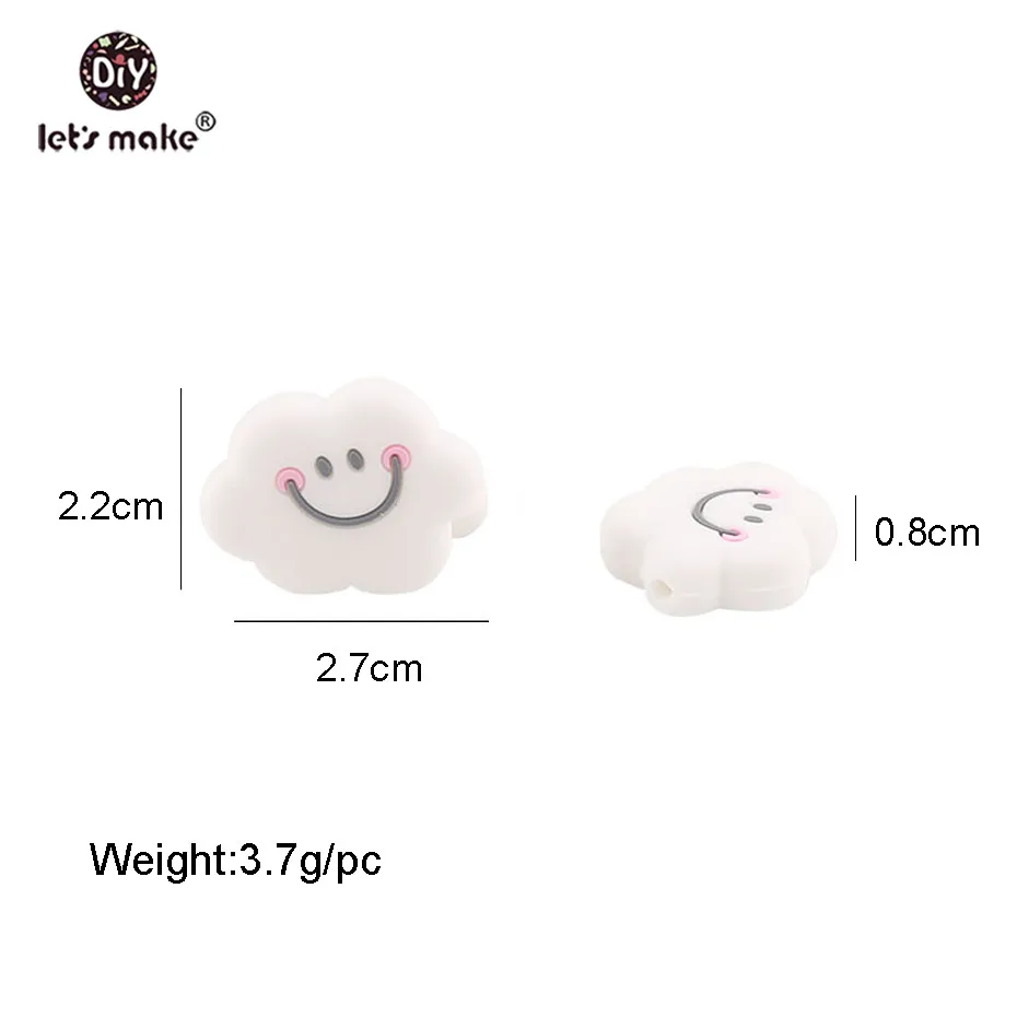 Let's Make Baby Teether 5pcs Smiling Cloud Shape Perle Silicone Beads Food Grade Materials DIY Crafts Shower Gift Baby Products