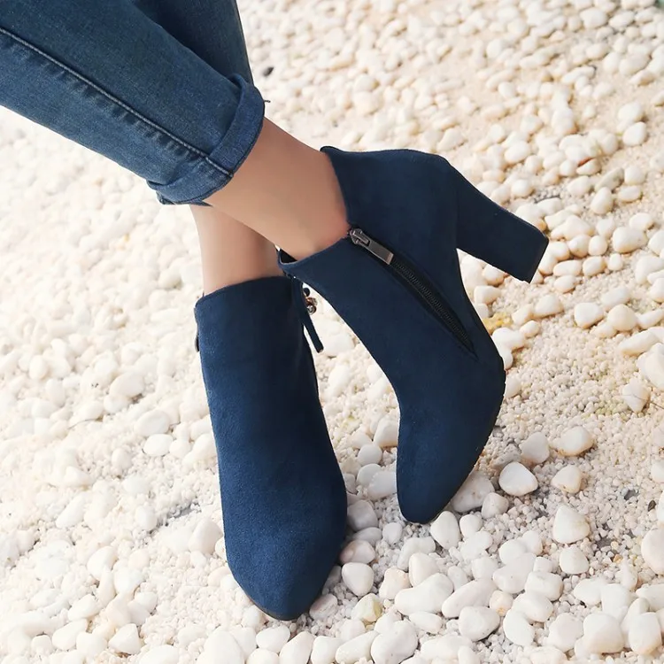 Ботинки мартинсы на Высоком толстом каблуке Замшевые полуботинки молнии с