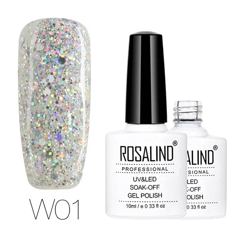 W01 Rosalind гель 1S Новое поступление УФ-гель для ногтей 10 мл бриллиантовый блеск с ультрафиолетовым свечением лак для ногтей Гель-лак для ногтей замочить от маникюра Гель-лак - Цвет: W01