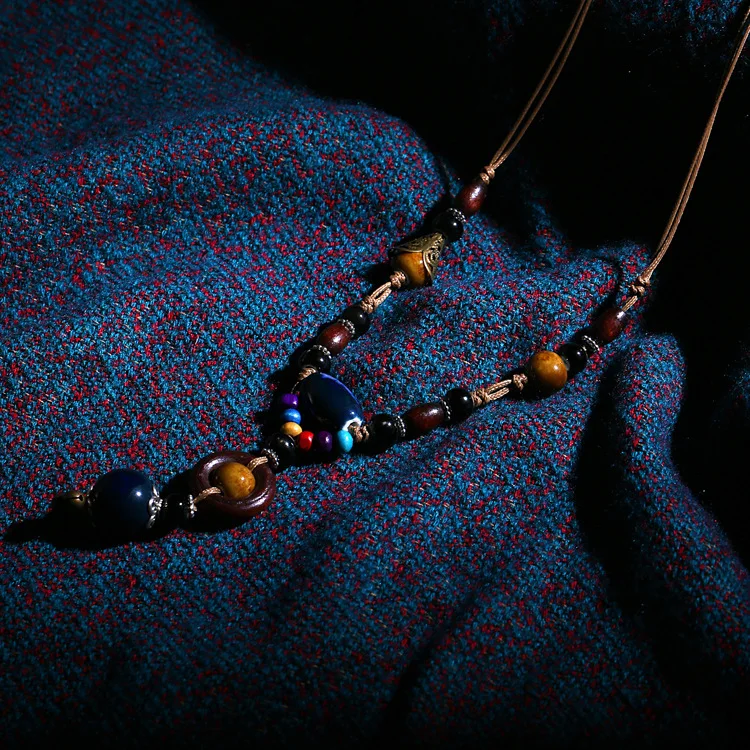 Керамические украшения Jingdezhen Модные Винтажные деревянные аксессуары ожерелье