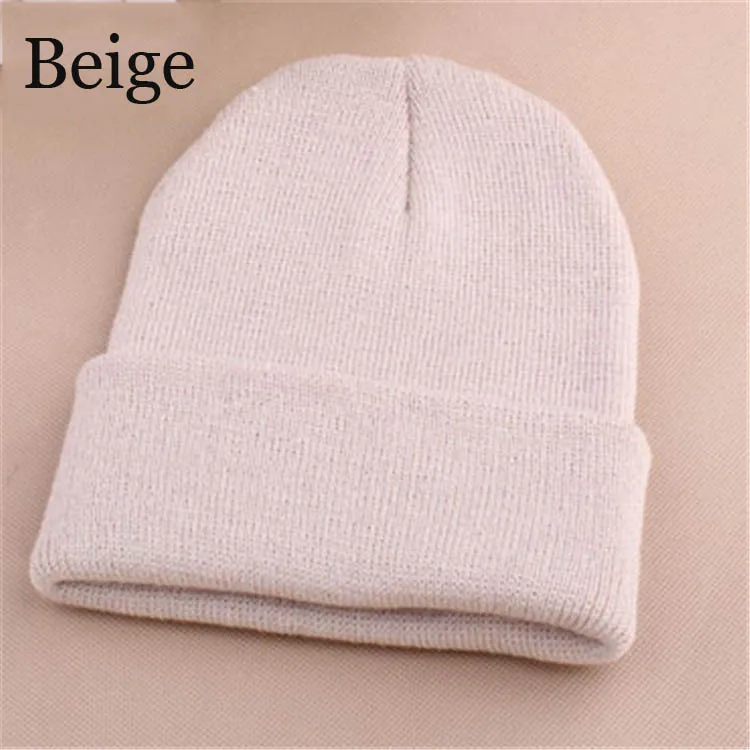 Beige Модные вязаные неоновые женские шапочки для девочек, 28 цветов, Осенние повседневные эластичные женские теплые зимние шапки унисекс, Gorros Hombres - Цвет: Beige