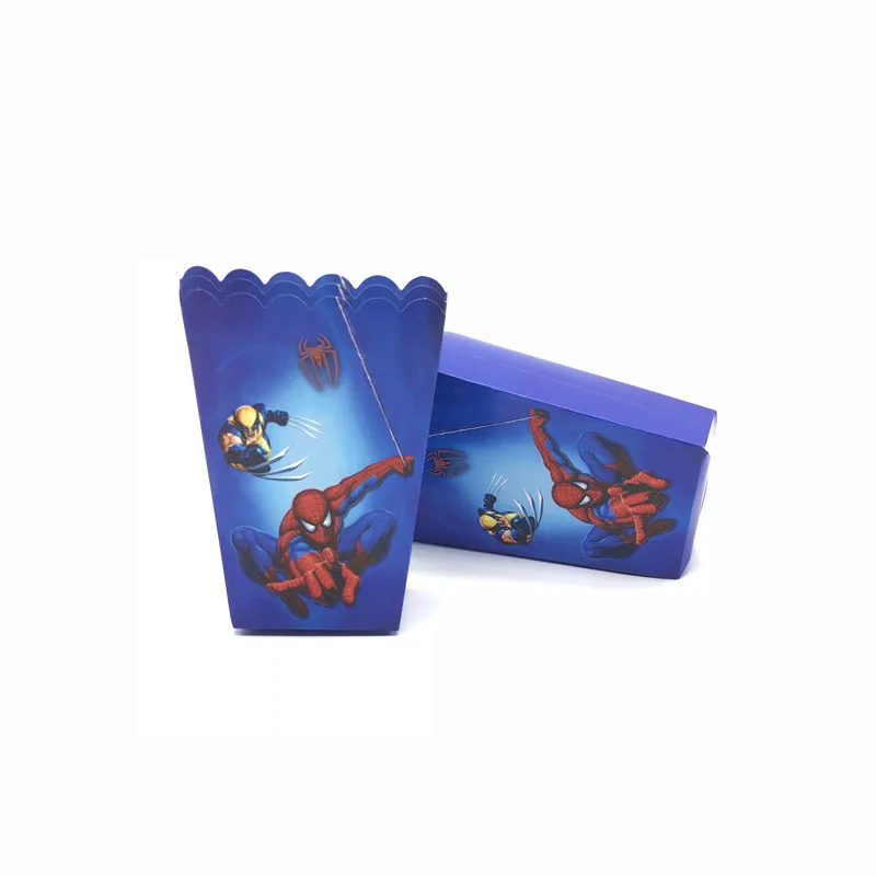 Popcorn Box-6pcs Супергерой Дисней Человек-Паук День Рождения принадлежности чашки скатерть воздушные шары торт Топпер дети детский душ вечерние украшения - Цвет: Popcorn Box-6pcs