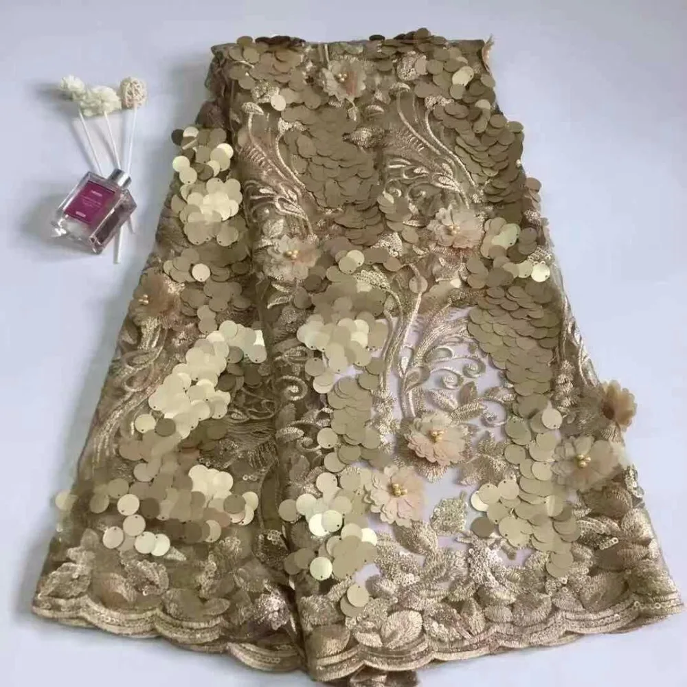 Высокое качество Французский кружево ткань с блестками африканский тюль