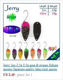 Jerry 2 г форель ложки латунные спиннинговые рыболовные ложки pesca микро металлические приманки зона форель рыбалка сверхлегкий