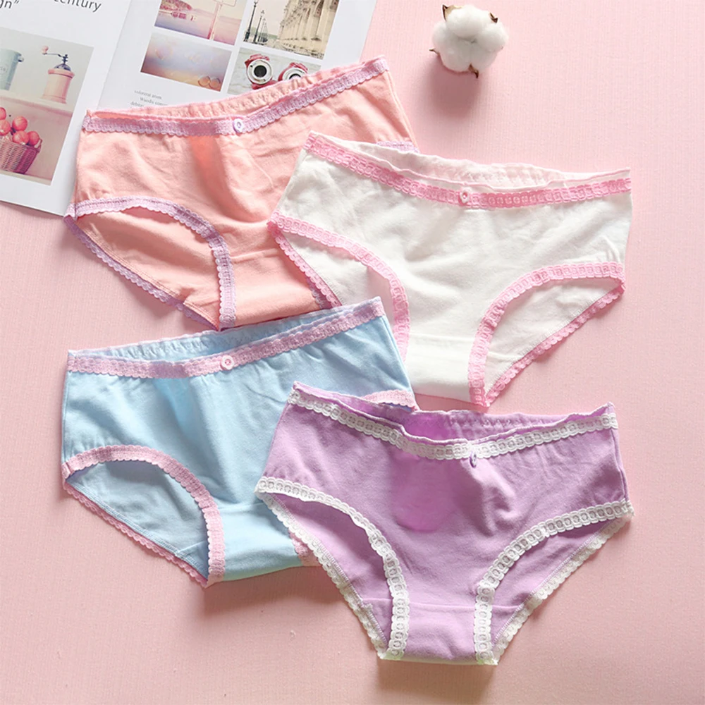 

6pcs Girl Sexy Candy Colors Cotton Panties Black Women's Briefs Ms. Underwear Ladies Solid Color Intimates Underpants