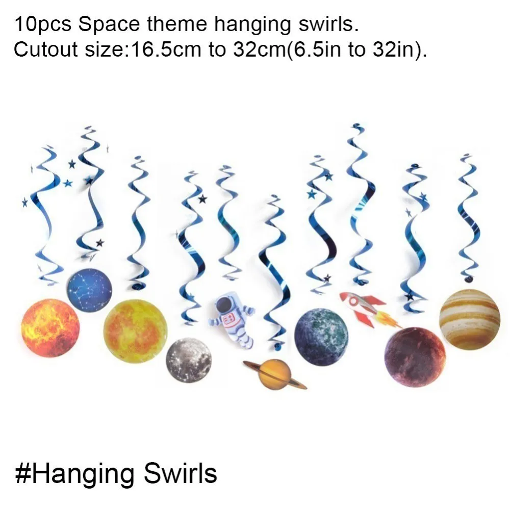 Hanging swirl Набор из 10 шт., космическая тема, украшения на день рождения, Висячие завитки, ракета, планета, астронавт, товары для дня рождения, детский домашний декор - Цвет: Hanging swirl