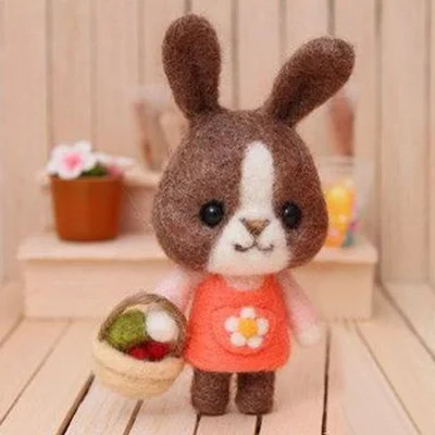 A0153 Модные женские DIY милые животные кролик поросенок игрушка кукла Шерсть Войлок тыкается киттинг не готовая ручная работа шерсть материал для валяния - Цвет: A0153