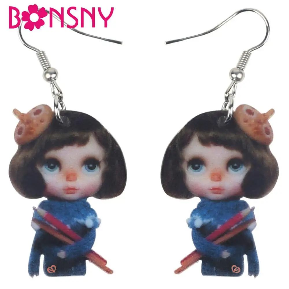 Bonsny акриловые серьги Kawaii в японском стиле для девочек большие длинные висячие