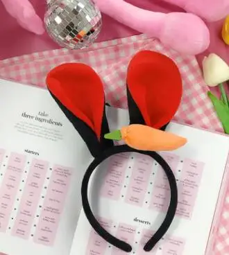 black Новое поступление модные нижнее белье для молодых девушек с кроличьи уши с морковкой повязки на голову, детский головной убор с кроликом женские аксессуары для волос - Цвет: black