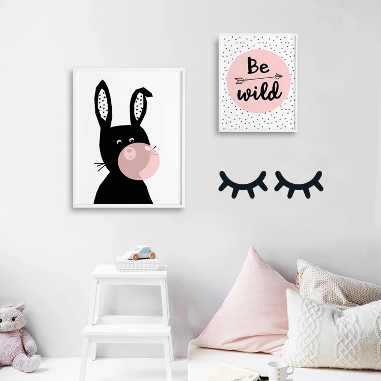 Современный мультфильм розовый синий медведь воздушный шар холст картина