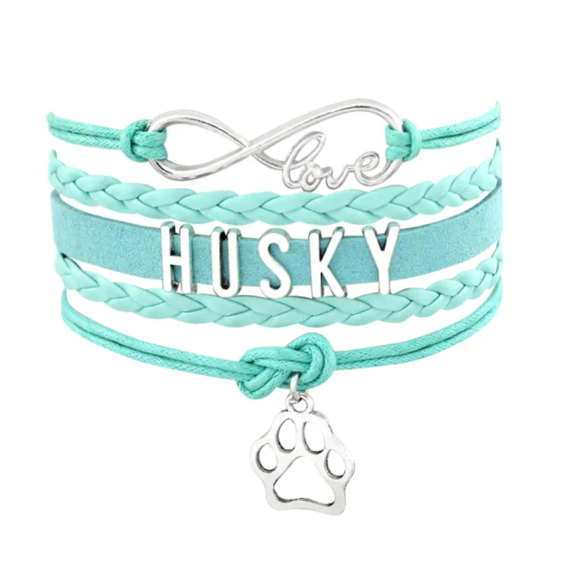 Браслеты и обручи Infinity Love HUSKY для мужчин женщин Кожаное украшение в виде собачьей