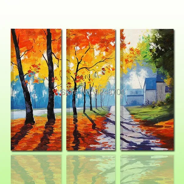 

100%handmade palette knife forest trees oil painting for home decor