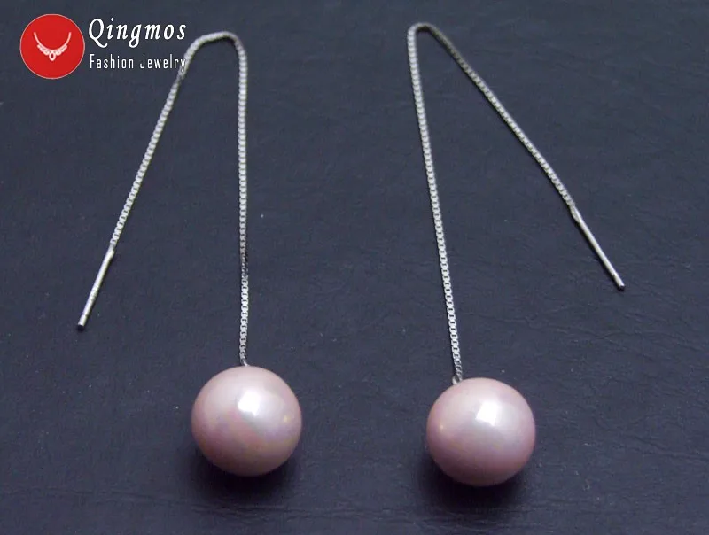 Женские серьги подвески Qingmos из настоящего стерлингового серебра S925 круглые с