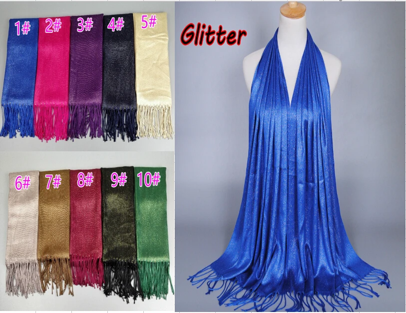 (24 шт./лот) оптовая продажа хлопковый Блестящий шарф с кисточками мусульманский