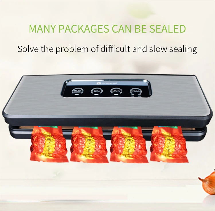 PRETTYSEAL 220 V-240 V бытовой пищевой вакуумный упаковщик упаковочная машина пленка упаковщик вакуумный упаковщик в том числе 5 шт пакетов