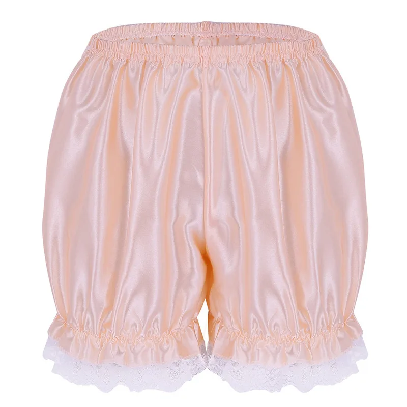 Pearl Pink Стиль, женские, для девочек, с кружевным подолом, блестящие, Лолита, тыква, защитные штаны, шаровары, нижнее белье, милые, безопасность, короткие штаны, ночное белье - Цвет: Pearl Pink