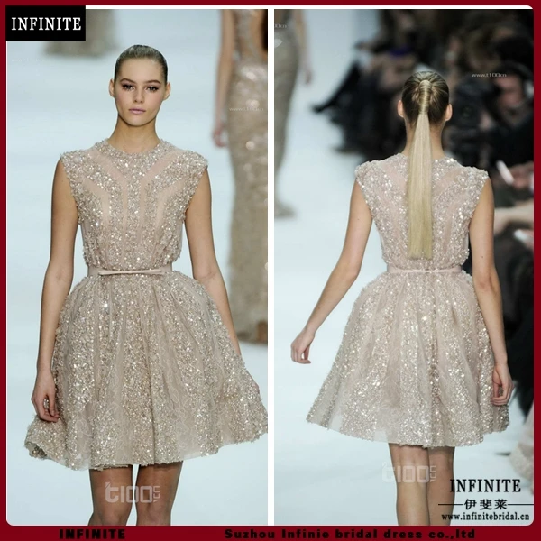 Elie Saab Jewel Grey Beaded Short 