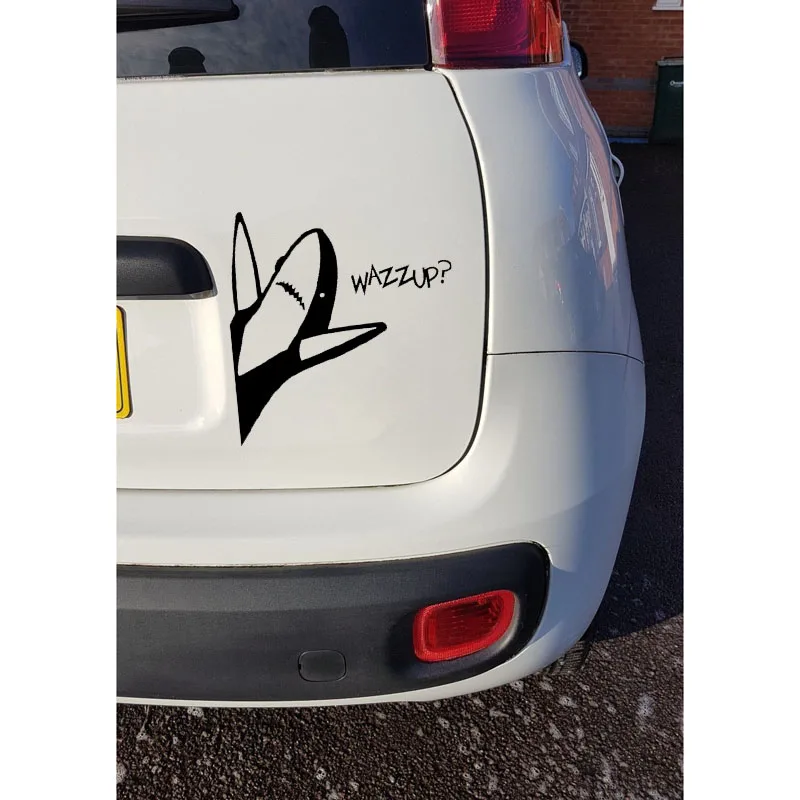 

YJZT 15.5cm*15.5cm Cartoon Funny SHARK Car Sticker Decal Black Silver Vinyl Accessories C11-0389