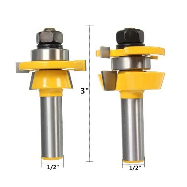 2PCS Rail Router Bit 1/2 inch Shank Shaker Woodworking Chisel Cutter | Инструменты