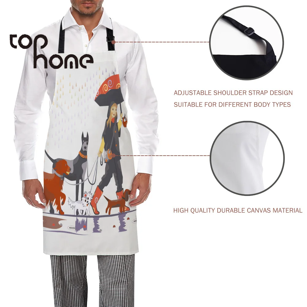 Tophome кухонный фартук для прогулок с принтом собаки регулируемые фартуки из