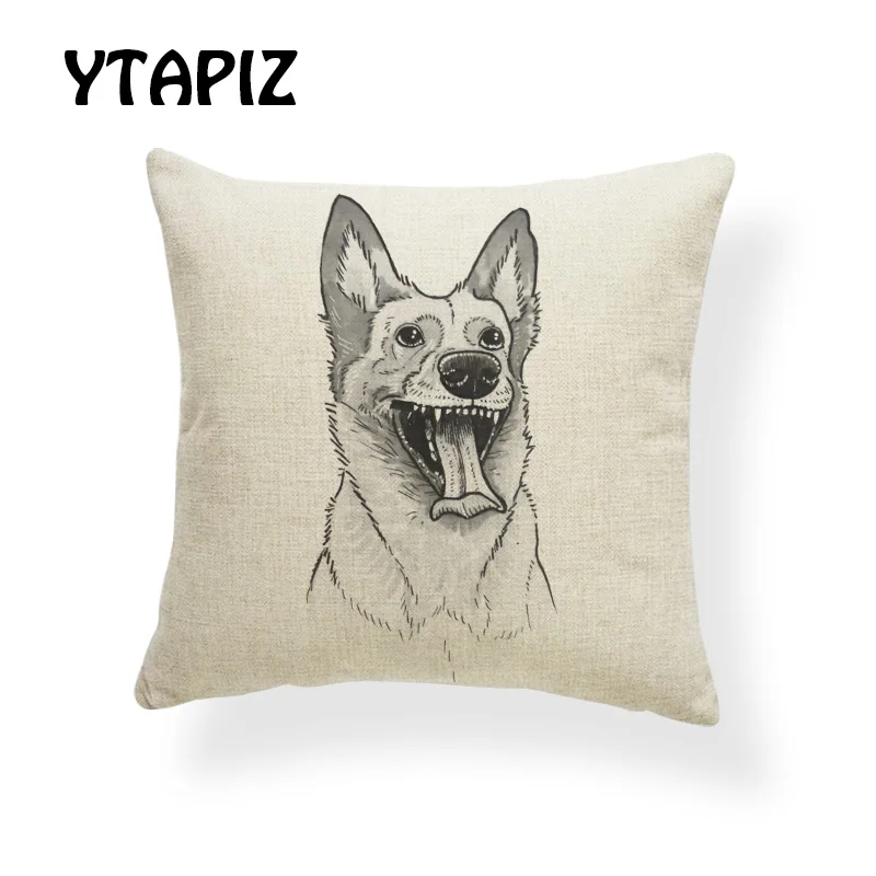 21 Простой Эскиз Портрет Whippet такса американский стаффордширский терьер микс подушки набор 45X45 см полиэстер диван декор подушки - Цвет: 21