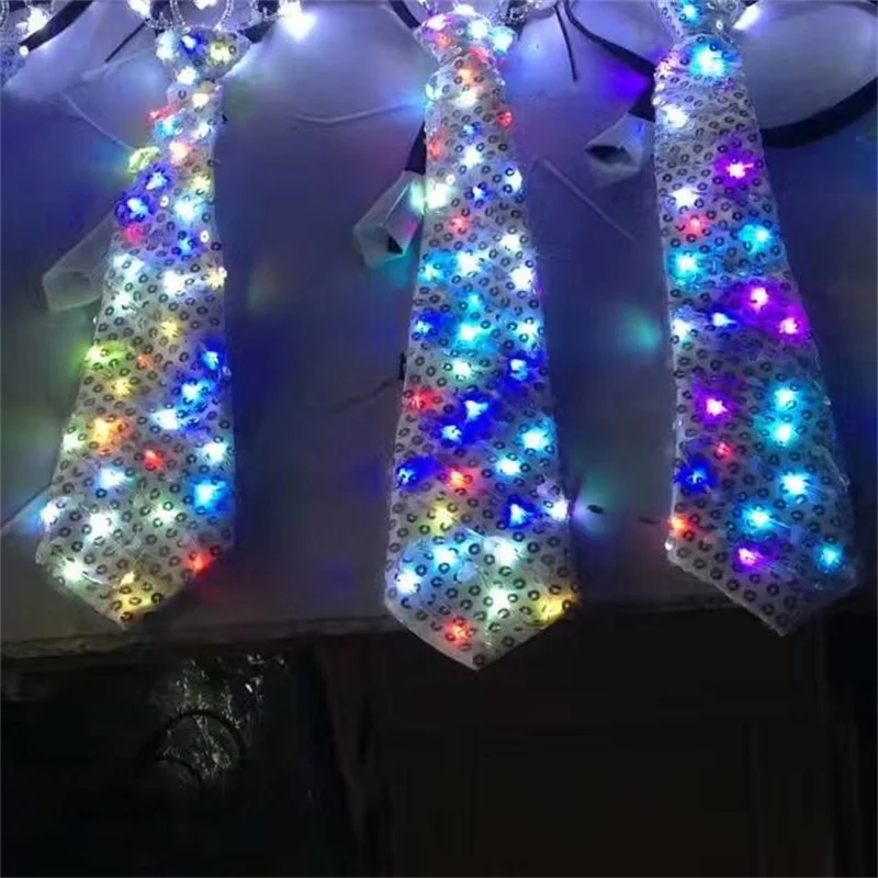 Яркий светодиодный светящийся галстук для шеи мигание разных цветов модный