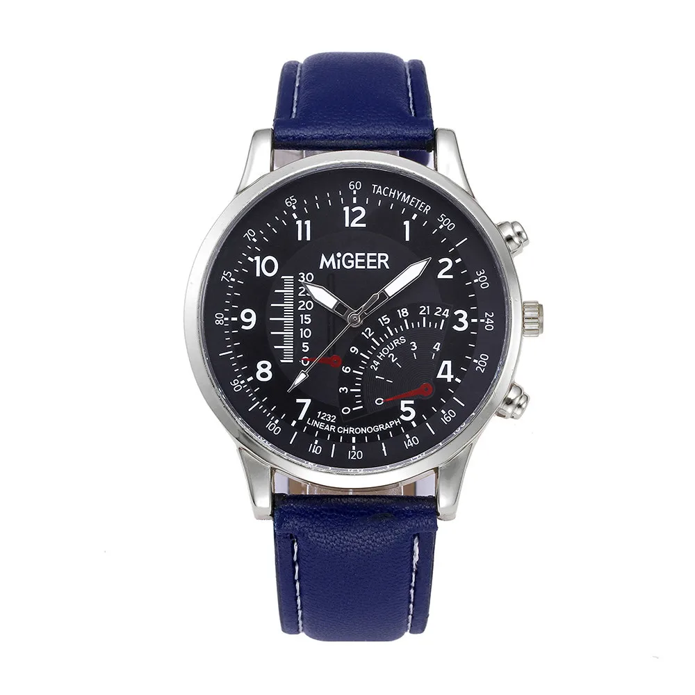 Аналоговые кварцевые наручные часы с кожаным ремешком в стиле ретро 6 цветов