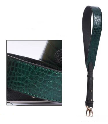 Green-gold metal IMIDO, роскошный крокодиловый узор, искусственная кожа, Женский Сменный ремень на плечо, сумка, аксессуары, части для сумок STP121 - Цвет: Green-gold metal