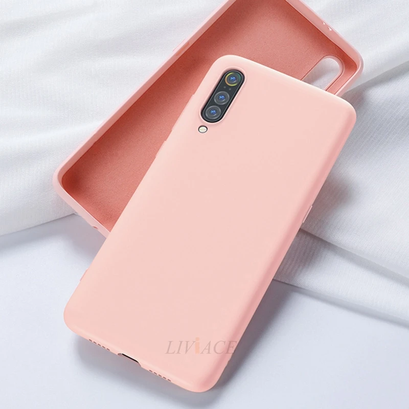 light pink Жидкий силиконовый чехол для телефона для xiaomi mi 9 se lite pro a3 xio mi мягкий чехол-накладка для xiaomi mi 9 9se xiaomi 9 fundas - Цвет: light pink