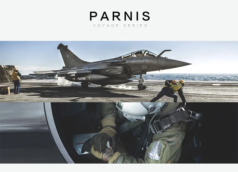 Parnis Pilot IIN Seriers светящийся мужской кожаный ремешок для часов модные автоматические самозаводные механические часы наручные часы