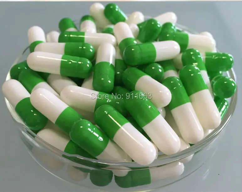 

Size 0 Medicine Capsule Pill 1,000pcs!Capsule Case Green-White Hard Gelatin Empty Capsule 0# (joined or seperated capsules! )