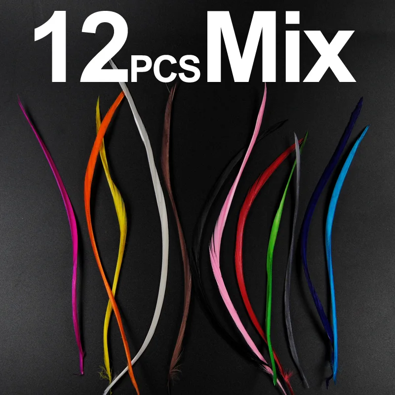 12 pcs mix 12 шт. гусиный биос перо Beadhead Prince Nymph Tail крыло чехол Камень мухобойка Материал Черный Белый Коричневый Красный зеленый красный синий - Цвет: 12 pcs mix