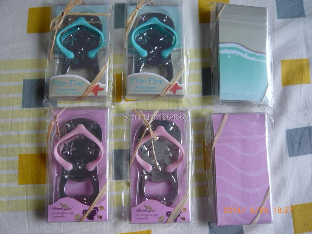 

Free shipping Flip flop wine bottle opener with starfish design 40PCS/LOT wedding favor guest gift (blue Color)