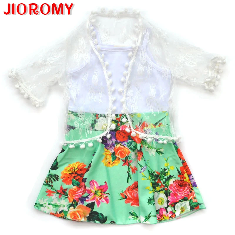 Summer new girls condole belt splicing flower dress + princess bud silk coat two-piece outfit | Детская одежда и обувь