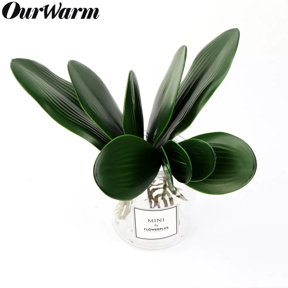 OurWarm настоящий на ощупь фаленопсис лист зеленое искусственное растение листья орхидеи вспомогательный материал для цветочного оформления для домашнего офиса