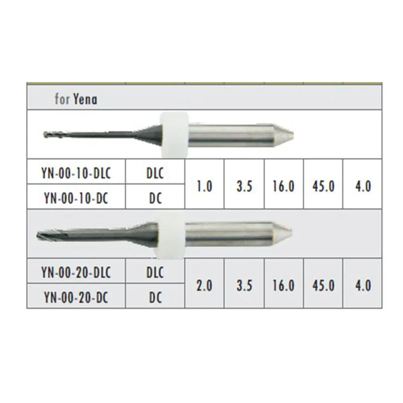 3 шт., фрезерные боры для Yena System CrN DLC и DC покрытые Yena, фрезерные боры для циркония, пмма и восковых дисков (art.: 7976c141d) - 7976c141d
