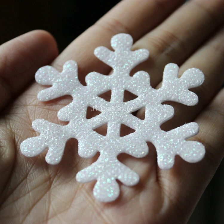 100 шт./лот большая белая блестящая войлочная Снежинка нашивка ткань аппликация