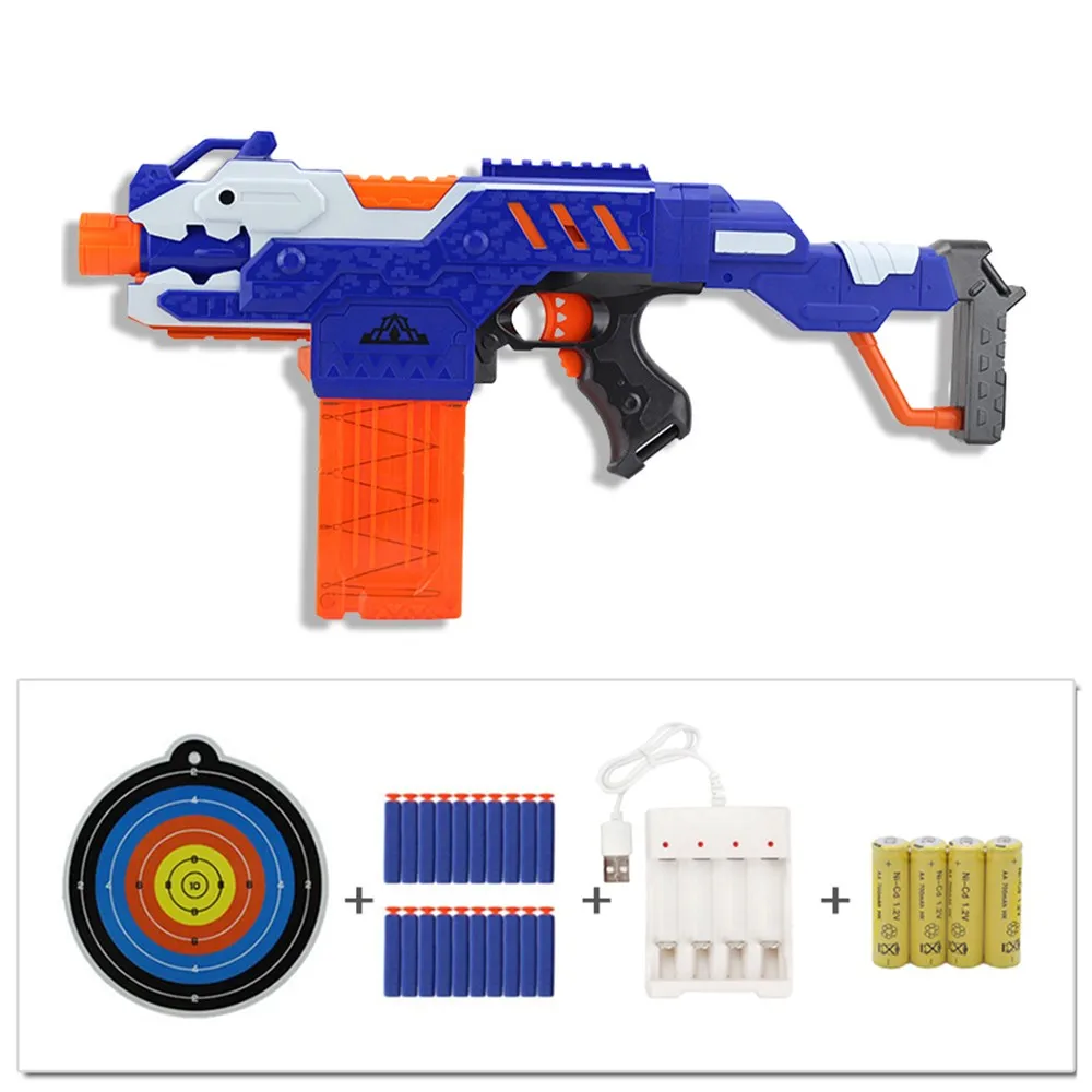 Toy Sets 2 Быстрая мягкий пулевидный пистолет костюм для стрельбы для Nerf пули игрушечный пистолет электрическая Дротика бластерный игрушечный пистолет детский подарок с батареей/зарядным устройством - Цвет: Toy Sets 2