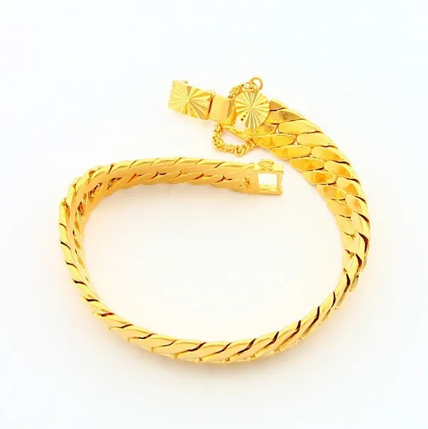 24K золотые браслеты-цепочки ювелирные изделия Srebrna bransoletka pulsera de plata